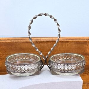 BRAMA CRYSTAL & SILVERPLATE DOUBLE SERVING CADDY